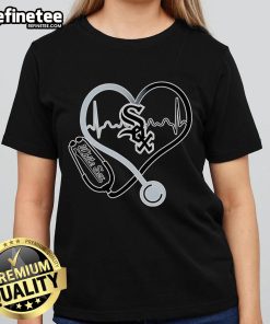 Nice Stethoscope Heartbeat Chicago White Sox Ladies Tee featuring a stylish design for baseball and healthcare fans.