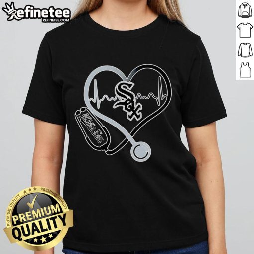 Nice Stethoscope Heartbeat Chicago White Sox Ladies Tee featuring a stylish design for baseball and healthcare fans.