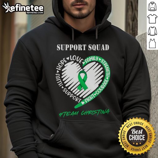 Christina hoodie featuring 'Hope, Love, Faith' design for the Nice Support Squad team, showcasing unity and encouragement.