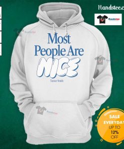 Nice Tanner Smith 'Most People Are Nice' hoodie in vibrant colors, showcasing a positive message for kindness and community.
