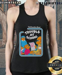 Nice The Berenstain Bears Trouble At School tank top featuring colorful graphics of the beloved bear family.