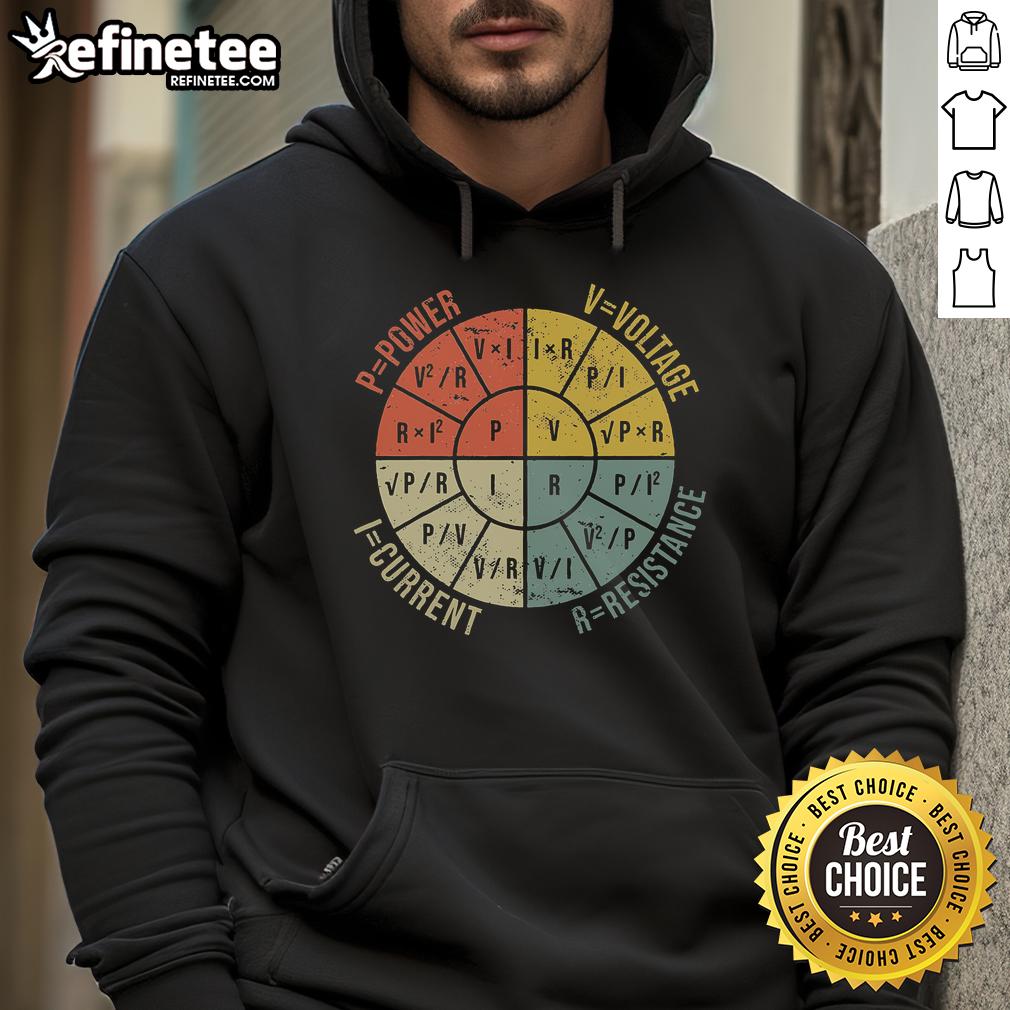 Nice The Formula Wheel Of Electrical Engineering Retro Ohms Law Hoodie Retro hoodie featuring the Nice The Formula Wheel of Electrical Engineering and Ohm's Law design.