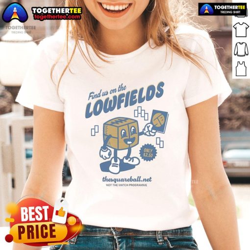 Alt Text: Nice The Square Ball mascot on Ladies Tee at Lowfields, promoting retrofitted match programme for fans.