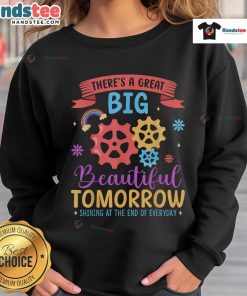 Cozy sweatshirt featuring the 'Nice There's A Great Big Beautiful Tomorrow' theme park carousel design, perfect for park lovers.