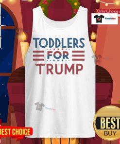 Adorable toddlers wearing 'Nice Toddlers For Trump 2024' tank tops, showcasing cute political support for the 2024 election.