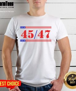 Nice Trump 45-47 T-Shirt featuring bold 2024 graphic, perfect for Trump supporters and patriotic apparel enthusiasts.