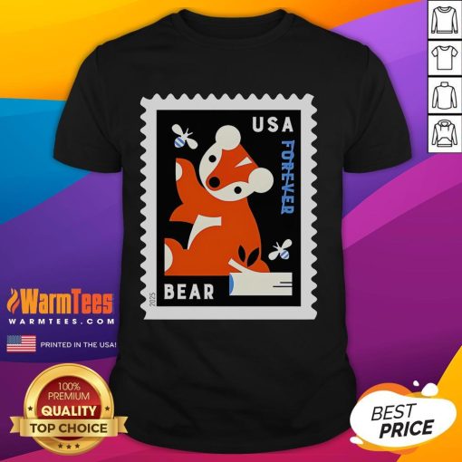 Nice USA Bear Stamp T-Shirt featuring a colorful bear graphic and patriotic design, perfect for casual wear.