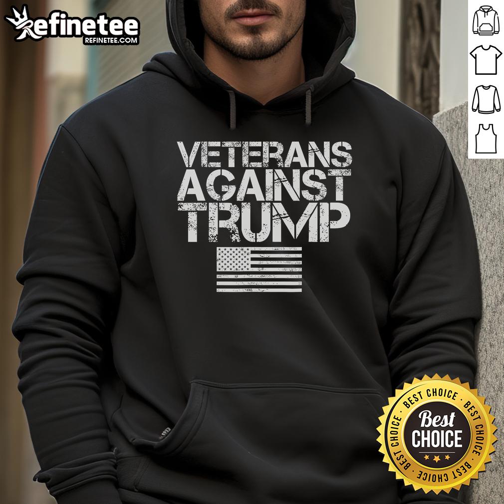 Nice Veterans Against Trump Vintage Patriotic Flag Protest Hoodie Vintage patriotic flag hoodie worn by Veterans Against Trump at a protest for political activism and social justice.