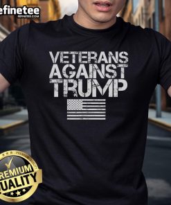Nice Veterans Against Trump vintage patriotic flag protest T-shirt with bold graphics promoting peaceful activism.