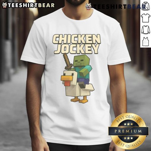 Vintage Chicken Jockey Design T-Shirt featuring a playful chicken and jockey graphic, perfect for casual wear.