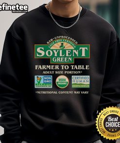 Alt Text: Vintage Soylent Green sweatshirt featuring a farmer-to-table label design, perfect for eco-conscious fashion lovers.
