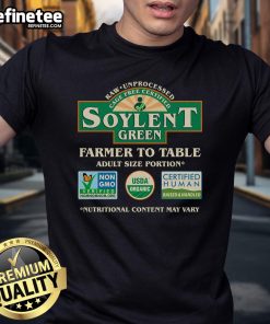Vintage Soylent Green Farmer to Table T-Shirt featuring a retro design, perfect for eco-conscious fashion enthusiasts.