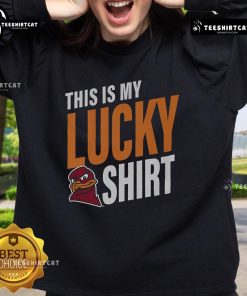 Lucky sweatshirt featuring Virginia Tech Hokies logo, perfect for game day or showing school spirit.