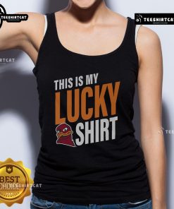 Alt Text: Lucky tank top featuring Virginia Tech Hokies logo, perfect for game day and showcasing school spirit.