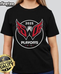 2025 Stanley Cup Playoffs ladies tee featuring Washington Capitals logo and design, perfect for female fans.