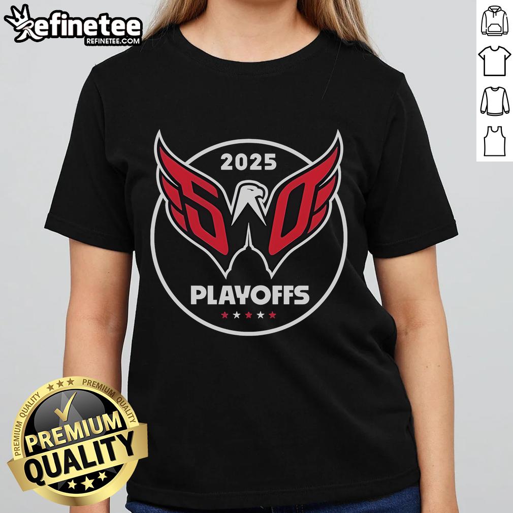 Nice Washington Capitals 2025 Stanley Cup Playoffs Ladies Tee 2025 Stanley Cup Playoffs ladies tee featuring Washington Capitals logo and design, perfect for female fans.