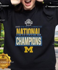 2025 NCAA Men's Gymnastics National Champions sweatshirt featuring Nice Wolverines logo and vibrant team colors.