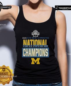 Alt Text: 2025 NCAA Men's Gymnastics National Champions tank top featuring Nice Wolverines logo and vibrant design.