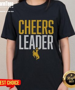 Wyoming Cowboys cheerleader ladies in stylish tees, showcasing team spirit and school pride at a game event.