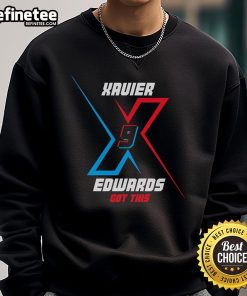 Nice Xavier Edwards wearing a stylish sweatshirt, showcasing his fashion sense and athletic style.