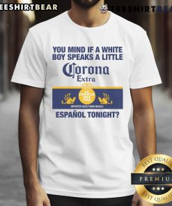 White boy speaks a little Espaol t-shirt design featuring bold text and vibrant colors for casual wear.
