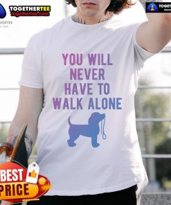 Nice You Will Never Have To Walk Alone dog walking T-shirt featuring a cute dog graphic and vibrant colors.