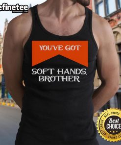 Brother wearing 'Nice, You've Got Soft Hands' tank top, showcasing a fun and casual style perfect for summer outings.