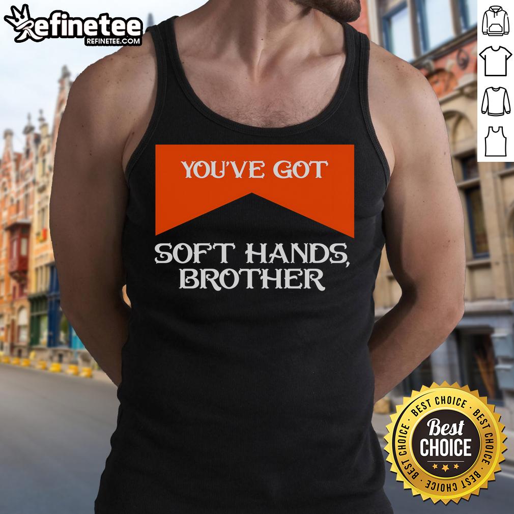 Nice You'Ve Got Soft Hands Brother Quote Tank Top Brother wearing 'Nice, You've Got Soft Hands' tank top, showcasing a fun and casual style perfect for summer outings.
