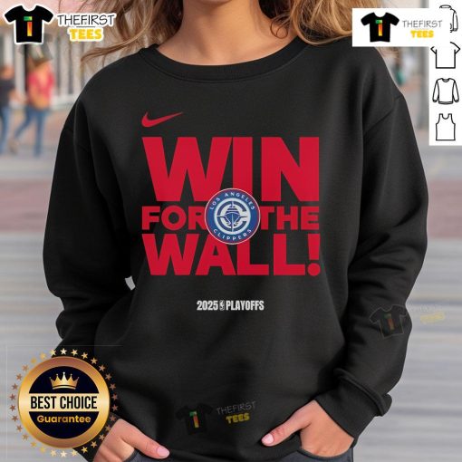 Los Angeles Clippers logo on a 2025 NBA Playoffs sweatshirt, celebrating their official win in the postseason.