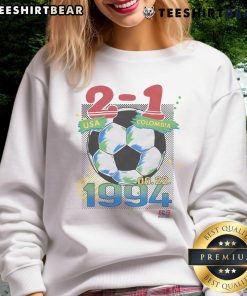 Official USA vs Colombia 1994 sweatshirt design featuring iconic match details from the World Cup game on June 22.