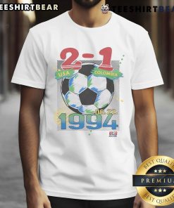 Official 2-1 USA vs Colombia 6.22.1994 T-Shirt featuring vibrant graphics celebrating the iconic World Cup match.