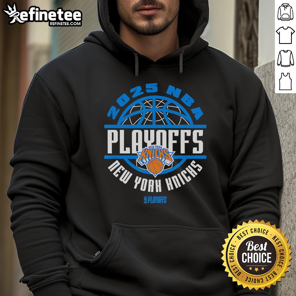 Official 2025 Nba Playoff New York Knicks Hoodie Alt Text: Official 2025 NBA Playoff New York Knicks Hoodie showcasing team logo and vibrant colors for fans.