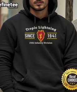 Alt Text: Official 25th Infantry Division Tropic Lightning Vietnam Veterans hoodie featuring military design and vibrant colors.