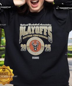 Alt Text: Official 47 Milwaukee Bucks Black 2025 Playoff Participant Franklin Sweatshirt showcasing team logo and stylish design.