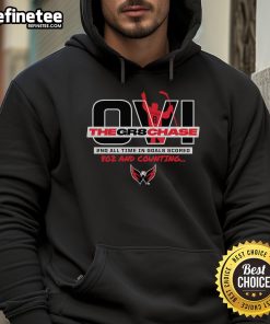 Alt Text: Official Alexander Ovechkin Washington Capitals GR8 Chase Hoodie in red, showcasing team logo and player name.