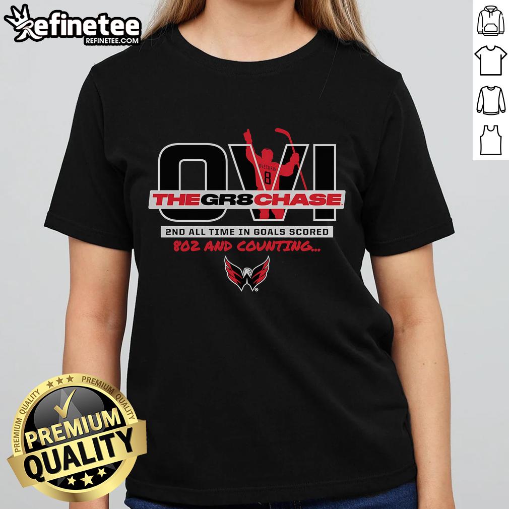 Official Alexander Ovechkin Washington Capitals Gr8 Chase Ladies Tee Official Alexander Ovechkin Washington Capitals GR8 Chase Ladies Tee showcasing team spirit and stylish fan apparel.