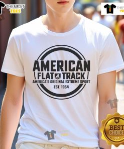 Alt Text: Official American Flat Track T-Shirt, Est 1954, celebrating America's original extreme sport with bold graphics.