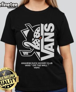 Official Anaheim Ducks Hockey Club Vans Off The Wall women's tee featuring a stylish vert blend design.
