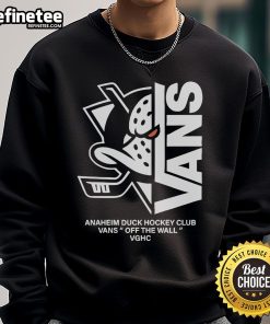Official Anaheim Ducks Hockey Club Vans Off The Wall sweatshirt featuring a stylish vert blend design.