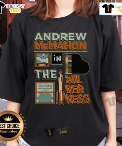 Official Andrew McMahon In The Wilderness tee featuring piano and rocket design for fans of the artist.