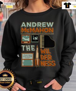 Official Andrew McMahon In The Wilderness piano and rocket sweatshirt featuring unique design and vibrant colors.