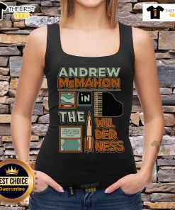 Alt Text: Official Andrew McMahon in the Wilderness piano graphic tank top featuring a rocket design for music fans.