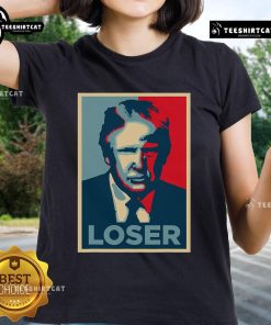 Official Anti-Trump Obama Hope Poster design on a ladies tee, featuring bold graphics and a statement against Trump.
