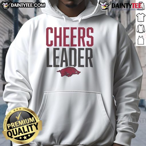 Official Arkansas Razorbacks Cheers Leader Hoodie featuring vibrant team colors and logo, perfect for game day fan apparel.