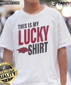 Official Arkansas Razorbacks This Is My Lucky T-Shirt featuring team logo and bold design, perfect for fans and game day.