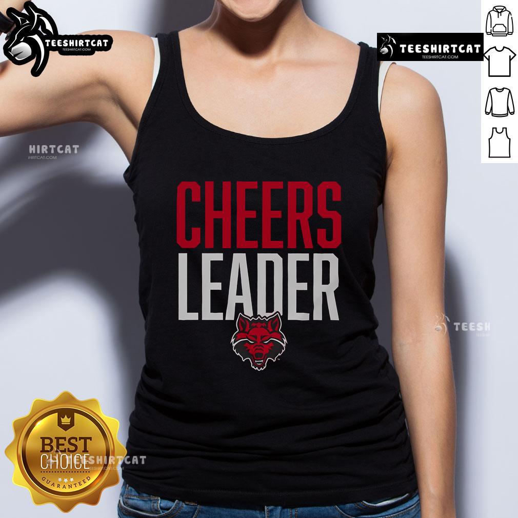 Official Arkansas State Red Wolves Cheers Leader Tank Top Official Arkansas State Red Wolves cheerleader tank top in red with logo, perfect for game day and fan apparel.