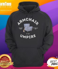 Alt Text: Official Armchair Umpire hoodie with 'That Was A Strike' design, celebrating umpire culture since 1939.