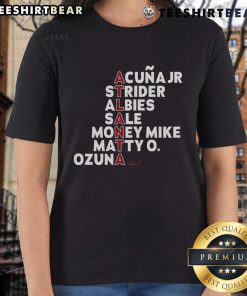 Official Atlanta Baseball MLB Names 2025 Ladies Tee showcasing a stylish design for female fans of the team.