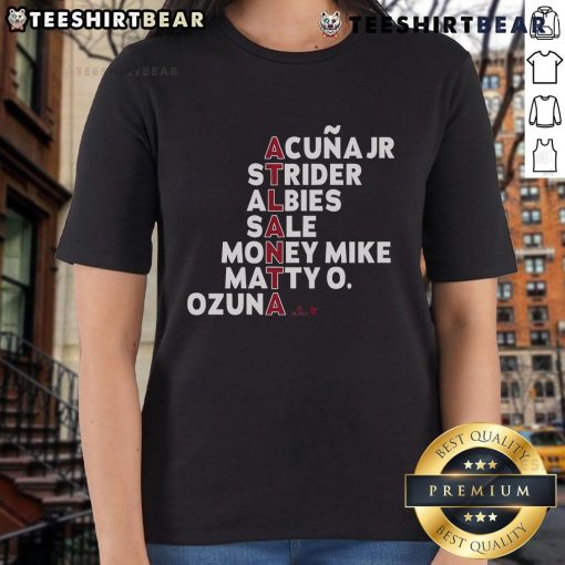 Official Atlanta Baseball MLB Names 2025 Ladies Tee showcasing a stylish design for female fans of the team.