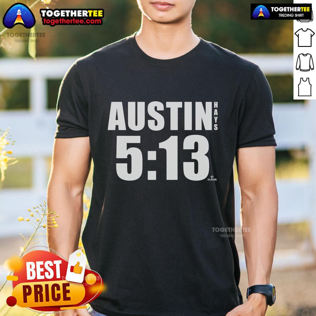 Official Austin 513 Austin Hays Mlbpa T Shirt Official Austin 513 Austin Hays MLBPA T-Shirt featuring vibrant design and logo, perfect for baseball fans and collectors.